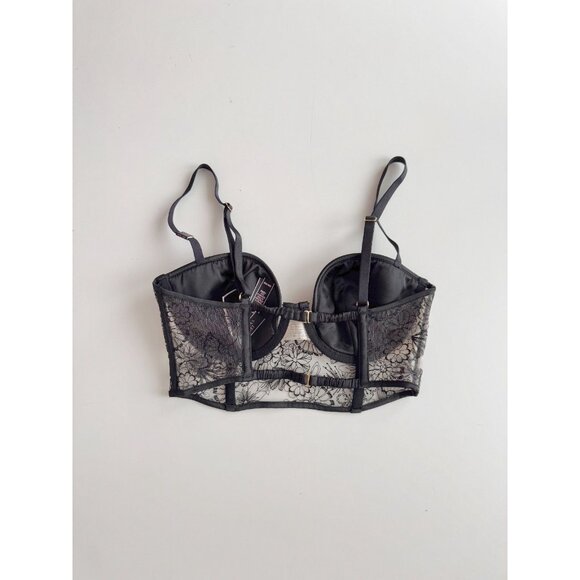 NWT VICTORIA'S SECRET Very Sexy Floral Embroidered Push-Up Bustier Bra, Size 32D - Picture 5 of 16